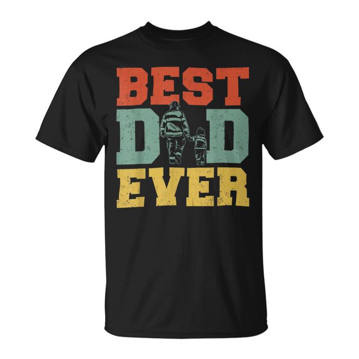 Firefighter Retro Best Dad Ever Firefighter Daddy Happy Fathers Day V2 Unisex T-Shirt
