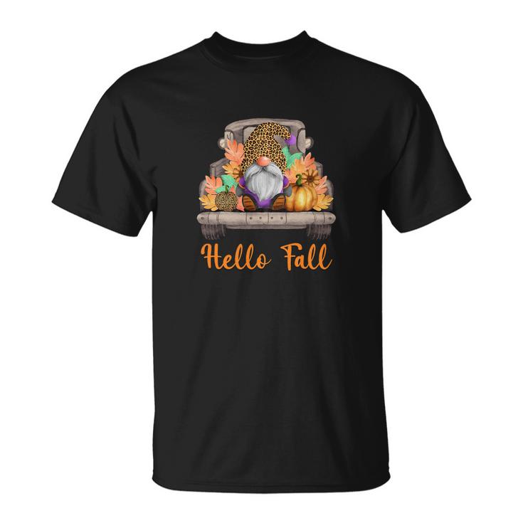 Gnomes Hello Fall Season Sweater Weather Men Women T-shirt Graphic Print Casual Unisex Tee