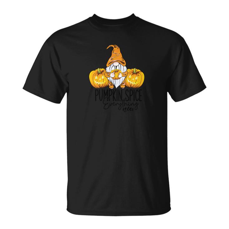Fall Gnomes Yellow Pumpkin Spice Everything Nice Men Women T-shirt Graphic Print Casual Unisex Tee