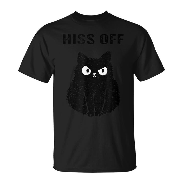 Funny Black Cat Hiss Off Meow Cat Men Women T-shirt Graphic Print ...