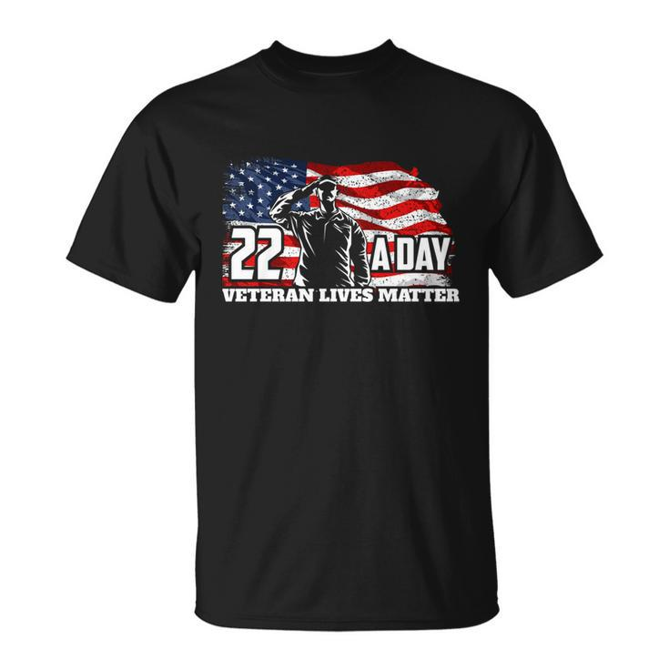 22 Per Day Veteran Lives Matter Suicide Awareness Usa Flag T-Shirt