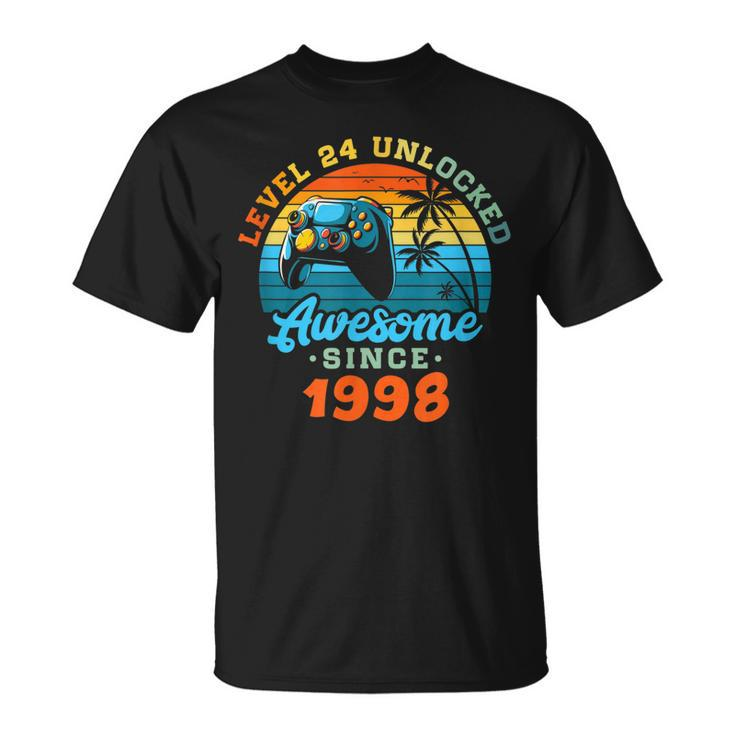 24Th Birthday Men Level 24 Man 1998 Gaming  Unisex T-Shirt