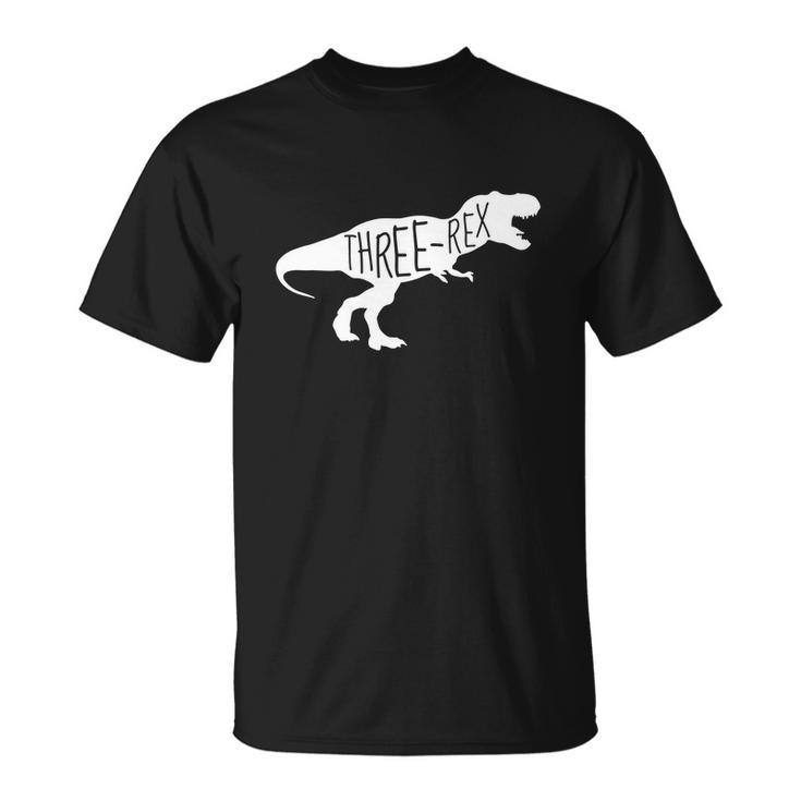 3 Year Old Birthday Girl Boy Funny Dinosaur Three Rex Unisex T-Shirt