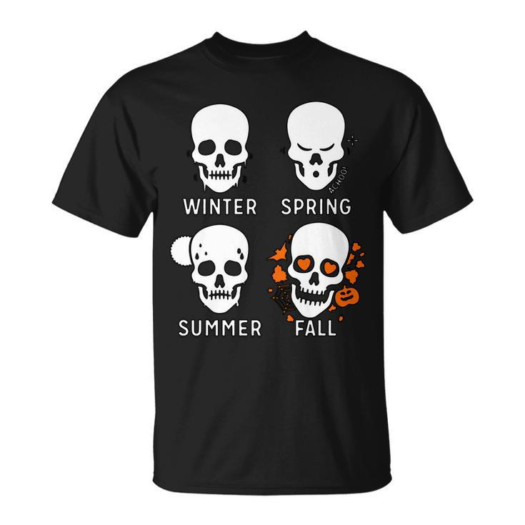 4 Seasons Skeleton Winter Summer Fall Spring T-Shirt