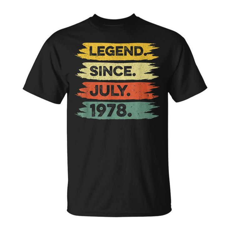 44Th Birthday Retro Vintage Legend Since July 1978  Unisex T-Shirt
