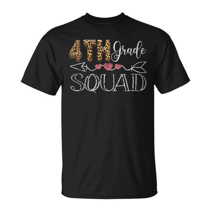 4Th Grade Squad Heart Team Leopard Teacher Crew Student  Unisex T-Shirt