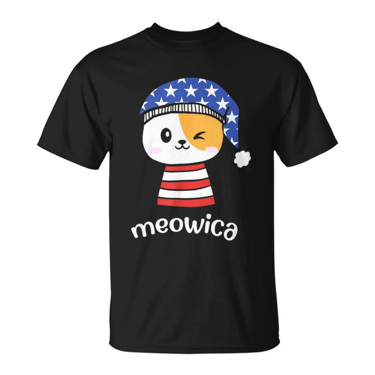 4Th Of July Cat Meowica Independence Day Patriot Usa Flag Unisex T-Shirt