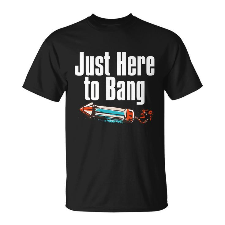 4Th Of July Fireworks Just Here To Bang Funny Firecracker Cool Gift Unisex T-Shirt