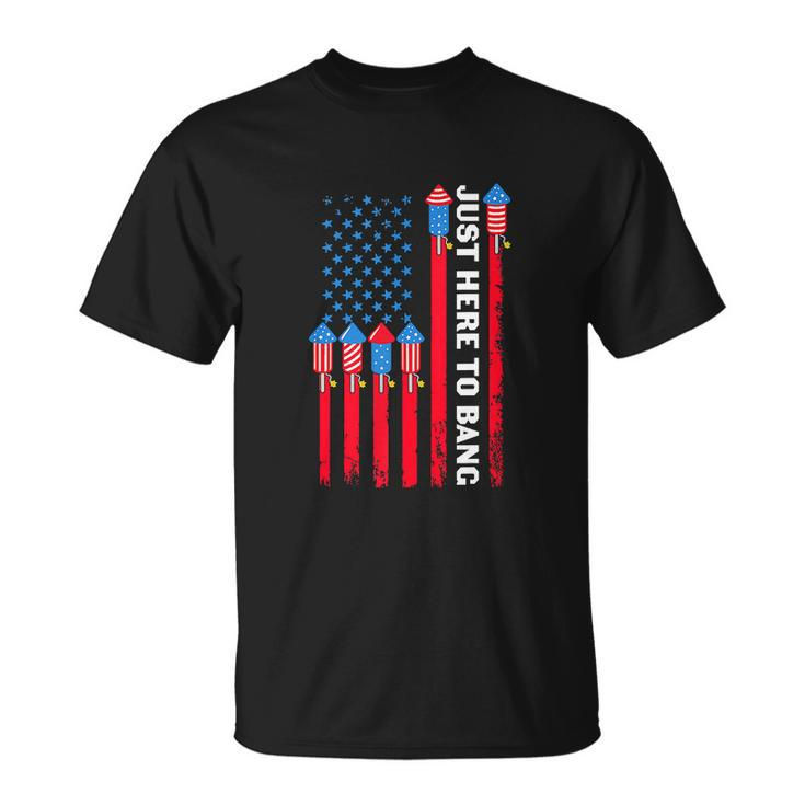 4Th Of July Funny Im Just Here To Bang Usa Flag Unisex T-Shirt