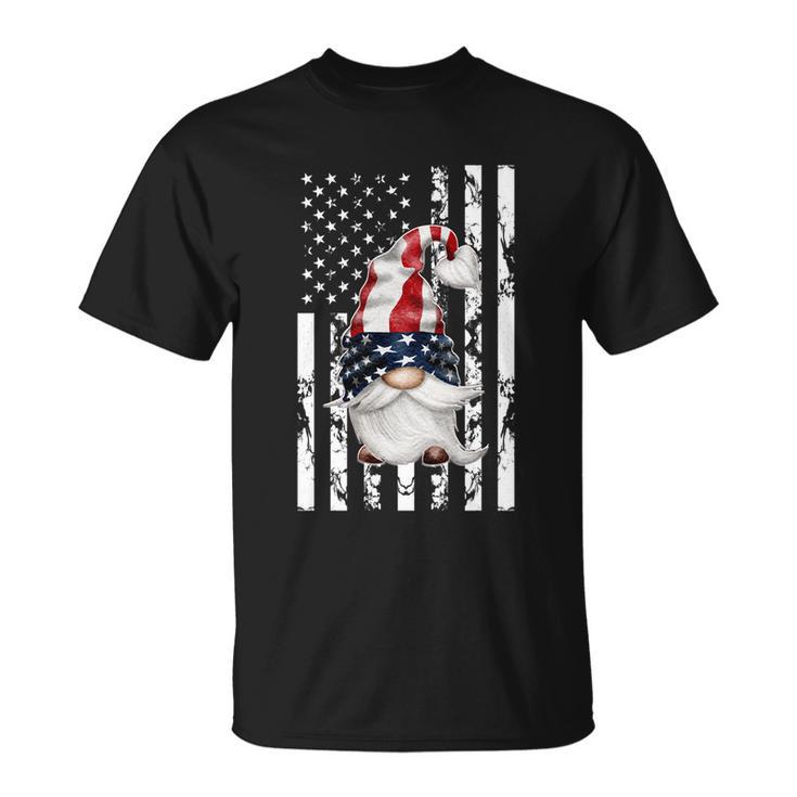 4Th Of July Funny Patriotic Gnome Vintage American Flag Gift Unisex T-Shirt