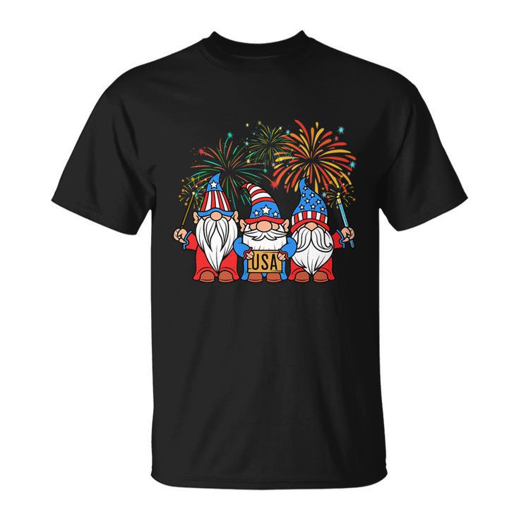 4Th Of July Funny Patriotic Gnomes Usa Pride American Flag Unisex T-Shirt