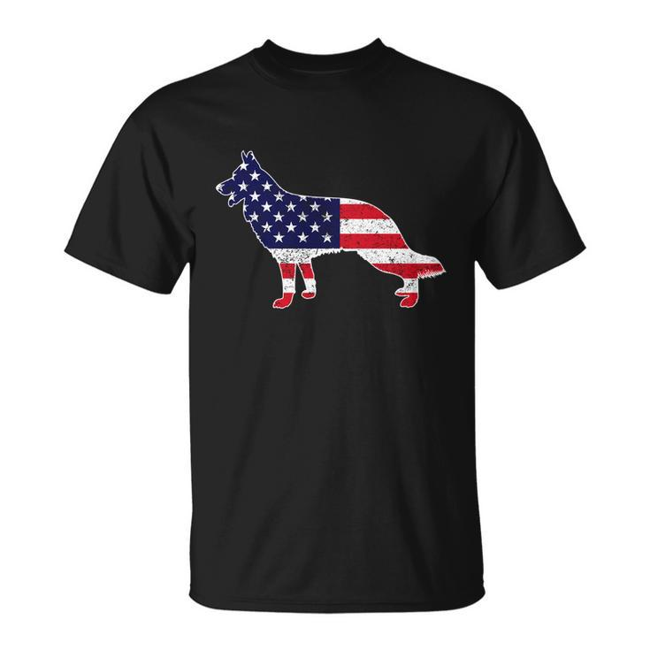 4Th Of July German Shepherd Dog Graphic Patriotic Usa Flag Meaningful Gift Unisex T-Shirt