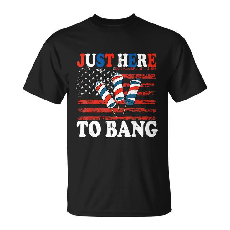 4Th Of July Im Just Here To Bang Fireworks America Flag Unisex T-Shirt
