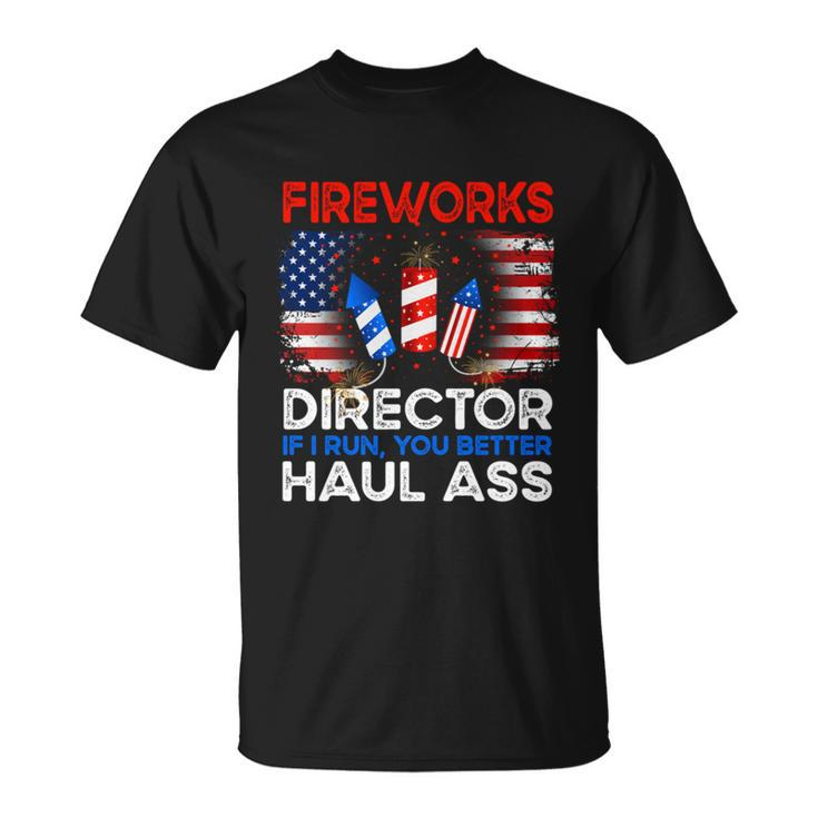 4Th Of July Men Fireworks Director If I Run You Run Funny Unisex T-Shirt