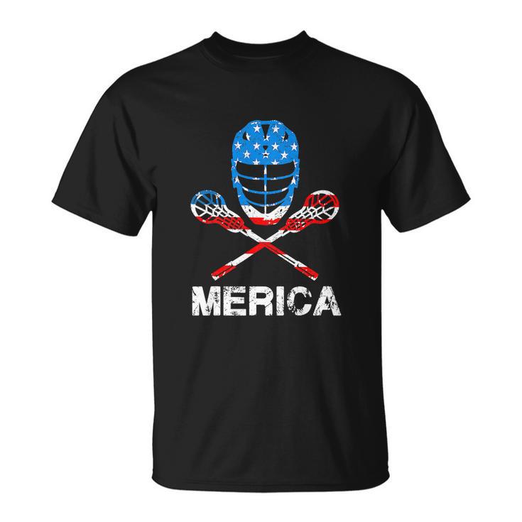 4Th Of July Merica Lacrosse American Flag Unisex T-Shirt