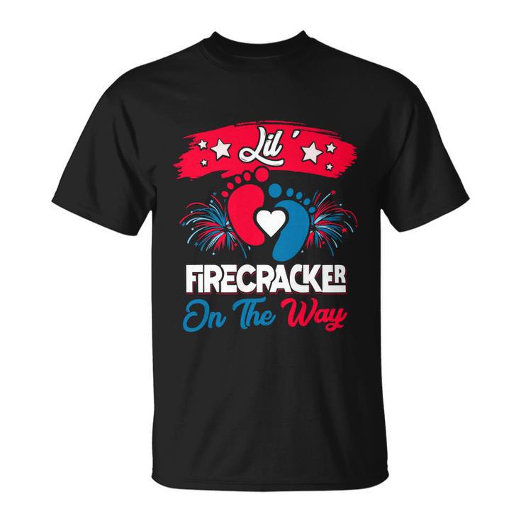 4Th Of July Pregnancy Meaningful Gift Lil Firecracker On The Way Great Gift Unisex T-Shirt