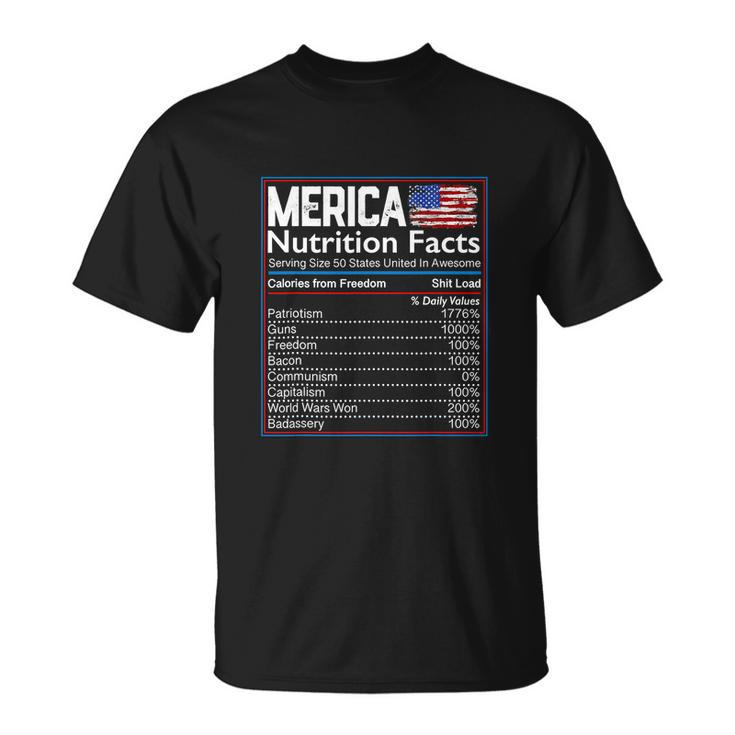 4Th Of July Proud American Shirt Merica Nutrition Facts Unisex T-Shirt