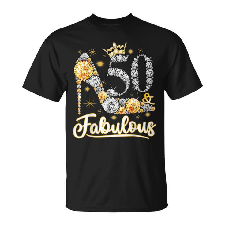 50 & Fabulous 50 Years Old 50Th Birthday Diamond Crown Shoes  V2 Unisex T-Shirt