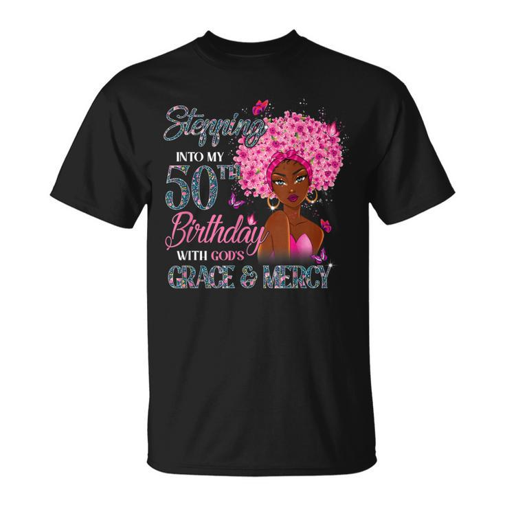 50Th Birthday Squad Stepping Into 50 Years Old Black Womens  Unisex T-Shirt