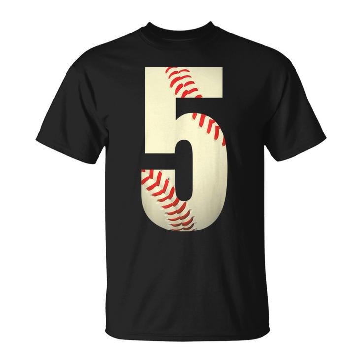 5Th Birthday Baseball Big Number Five 5 Year Old Boy Girl V10 T-shirt