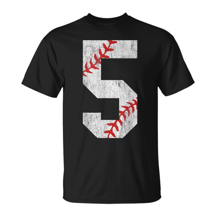 5Th Birthday Baseball Big Number Five 5 Year Old Boy Girl V2 T-shirt