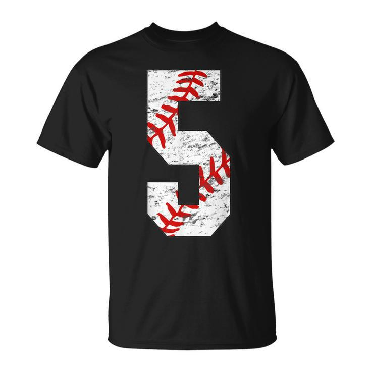 5Th Birthday Baseball Big Number Five 5 Year Old Boy Girl V5 T-shirt