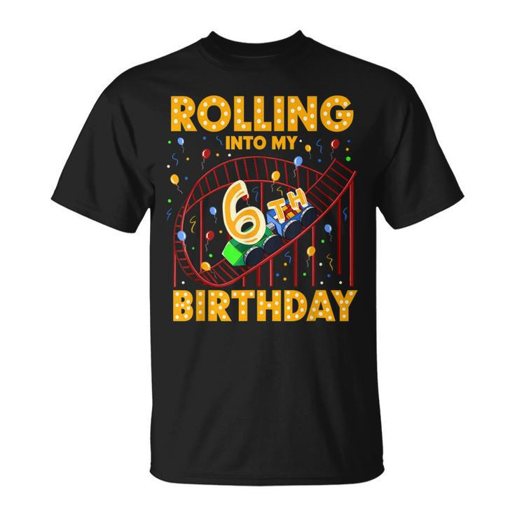 6Th Birthday Rollercoaster Amusement Park Boys Girl Birthday T-shirt