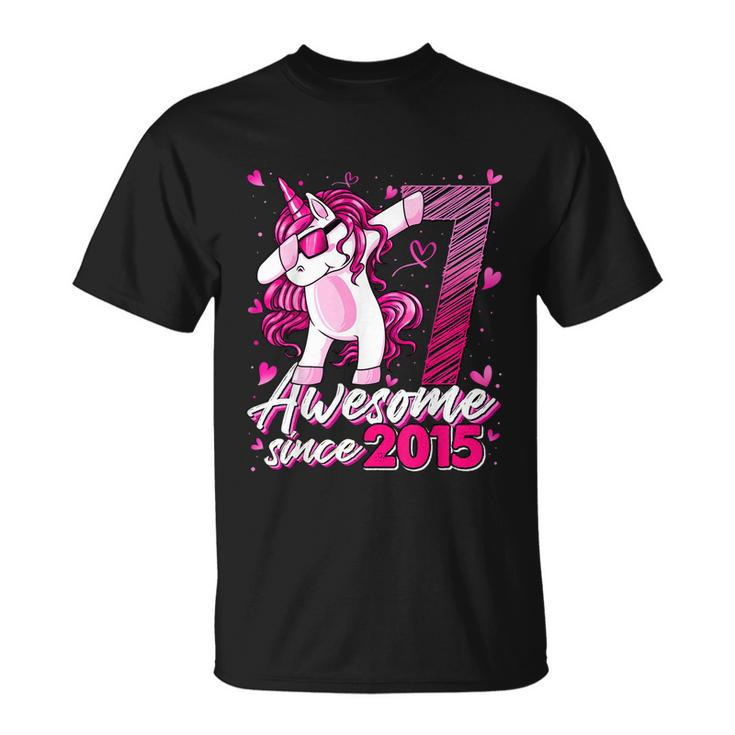 7 Years Old Unicorn Dabbing 7Th Birthday Girl Unicorn Party Unisex T-Shirt