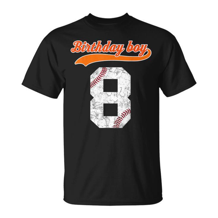 8Th Birthday Baseball Big Number Eight 8 Year Old Boy Girl T-shirt