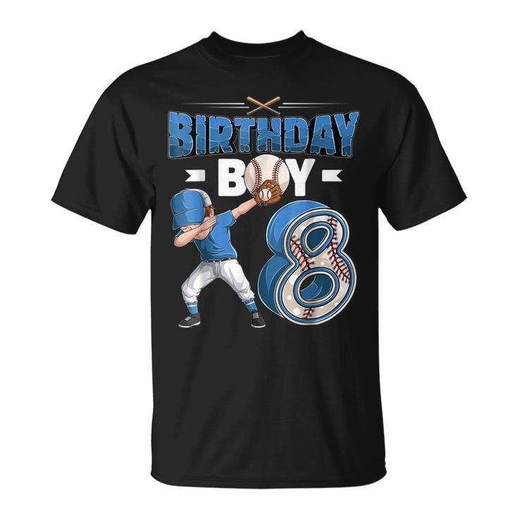 8Th Birthday Baseball Big Number Eight 8 Year Old Boy Girl V3 T-shirt