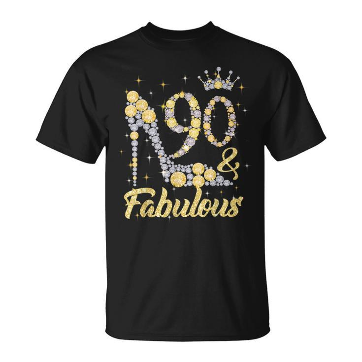 90 & Fabulous 90 Years Old 90Th Birthday Diamond Crown Shoes  Unisex T-Shirt
