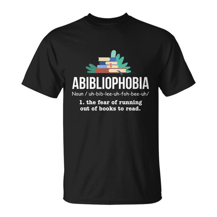 Abibliophobia A Bookaholic Library Themed T-shirt