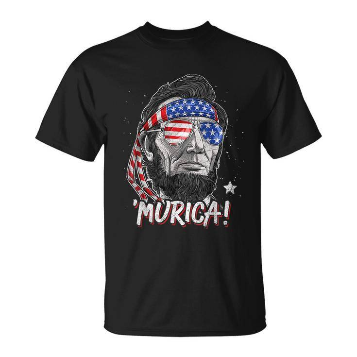 Abraham Lincoln 4Th Of July Murica Men Women American Flag Unisex T-Shirt