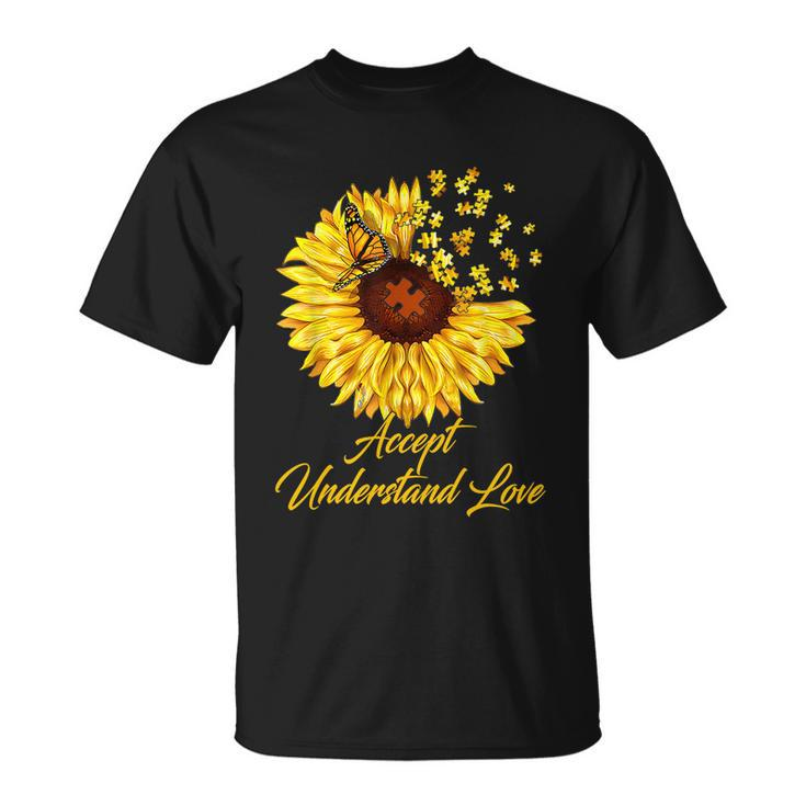 Accept Understand Love Sunflower Autism Unisex T-Shirt