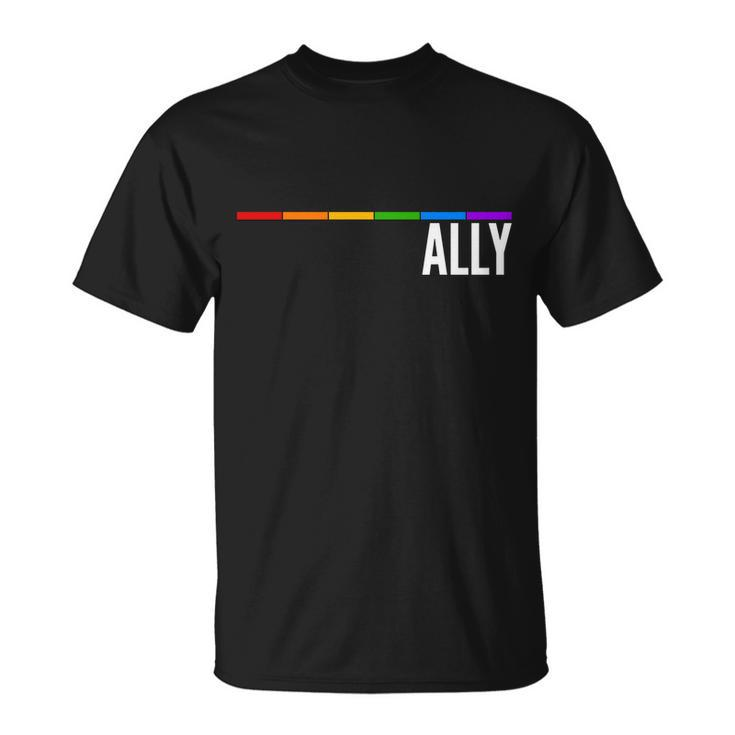 Ally Lgbt Support Rainbow Thin Line V2 Unisex T-Shirt