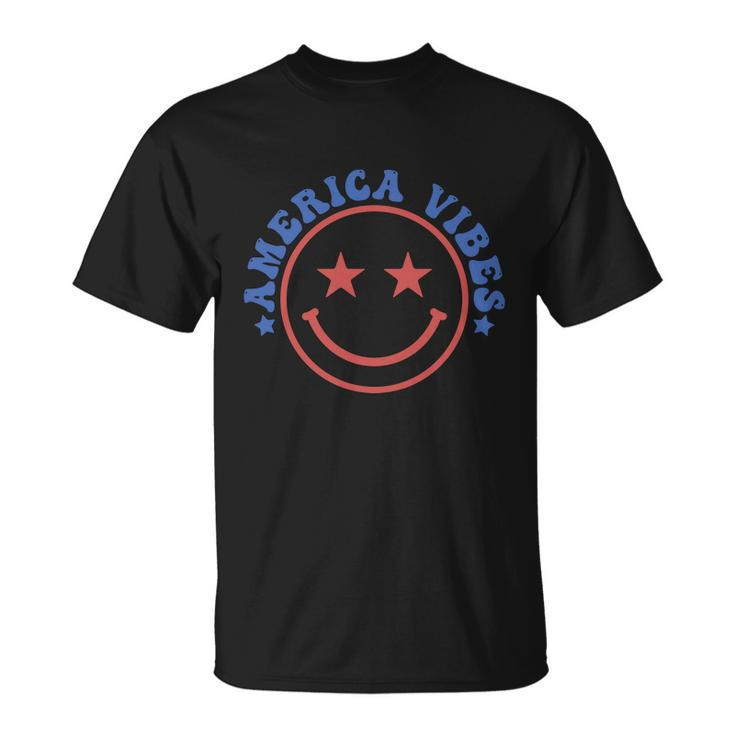 America Vibes Smiley 4Th Of July Unisex T-Shirt