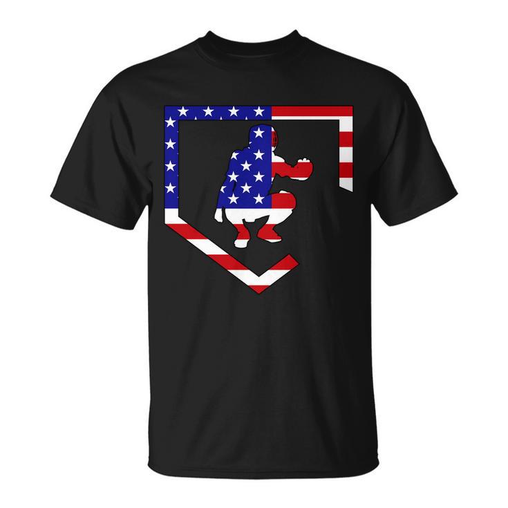 American Baseball Catcher Flag Tshirt Unisex T-Shirt