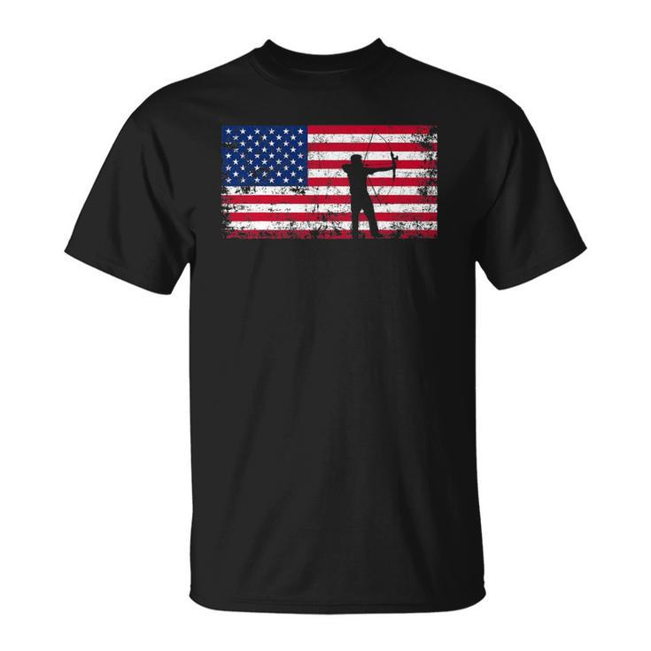 American Flag Archery Archery Team T-shirt