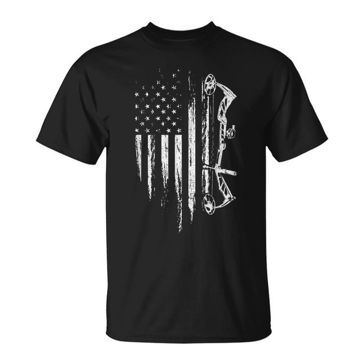 American Flag Bowhunting Bow Archery For Deer Hunter T-shirt