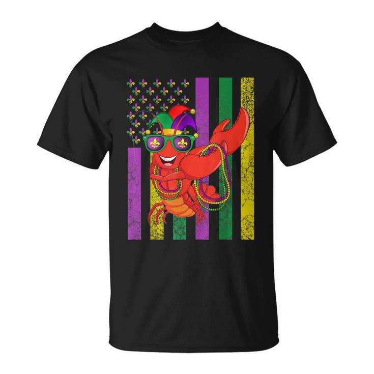 American Flag Mardi Gras Crawfish Dabbing T-shirt