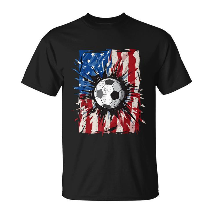 American Flag Soccer Ball 4Th Of July Cool Sport Patriotic Unisex T-Shirt