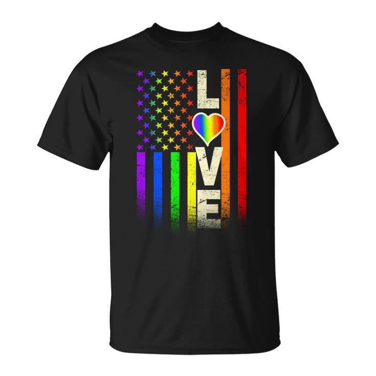 American Love Gay Pride Rainbow Flag Tshirt Unisex T-Shirt