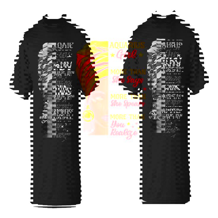 Aquarius Girl Queen Melanin Afro Queen Black Zodiac Birthday Unisex T-Shirt