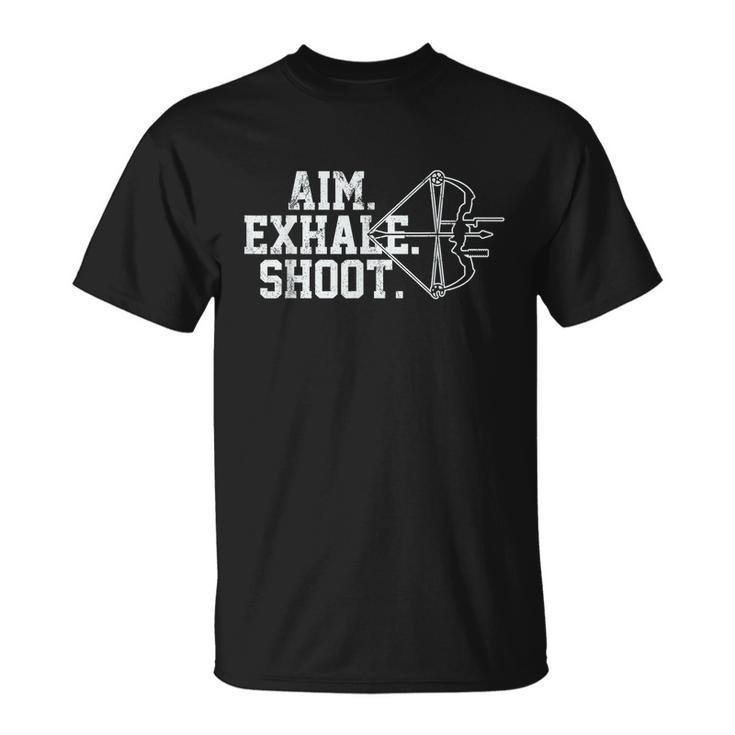 Archery Aim Exhale Shoot Bow Hunting Archer V2 T-shirt