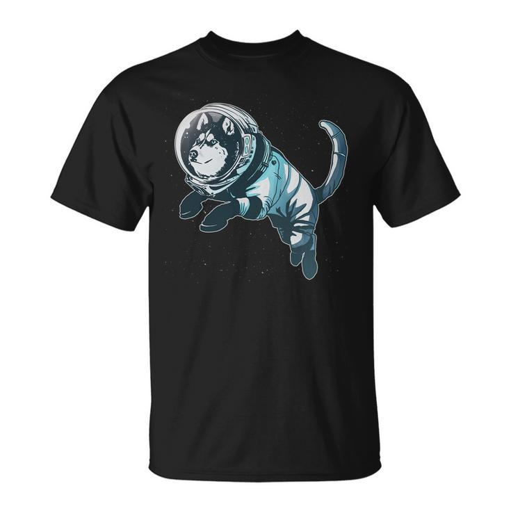 Astronaut Husky Dog Space Unisex T-Shirt