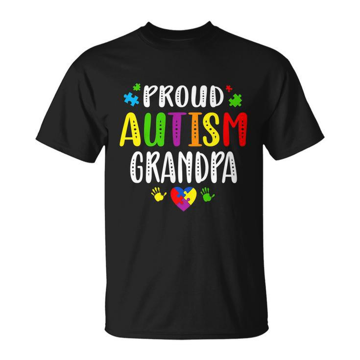 Autism Awareness Proud Autism Grandpa Hand Heart Puzzle Men Tshirt Unisex T-Shirt
