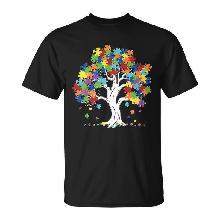 Autism Awareness Puzzle Piece Tree Unisex T-Shirt