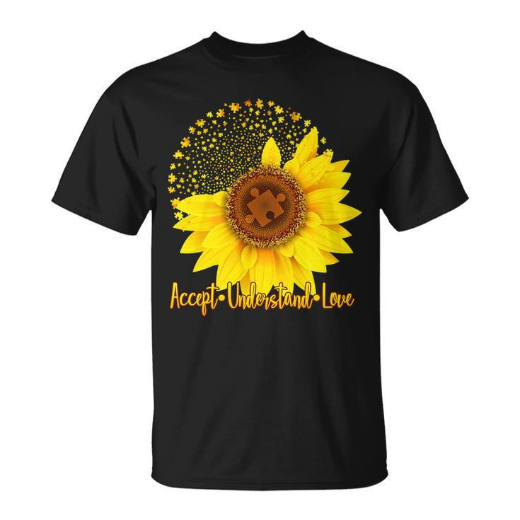 Autism Awareness Sunflower Puzzle Unisex T-Shirt