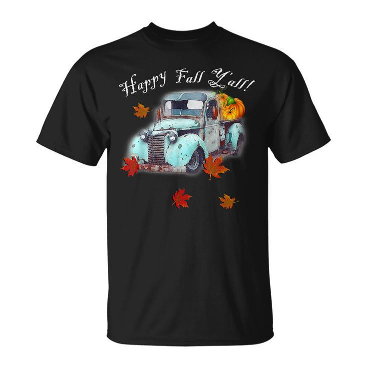 Autumn Quote Happy Fall Yall Cute Old Truck & Pumpkins Fall T-shirt