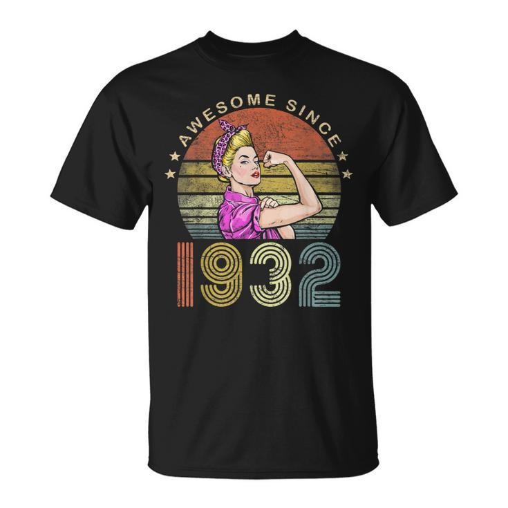 Awesome Since 1932 Vintage 1932 90Th Birthday 90 Years Old  Unisex T-Shirt